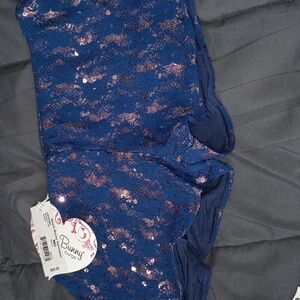 Beach Bunny NWT Bling it On Sequin Blue Gold Shorts MD